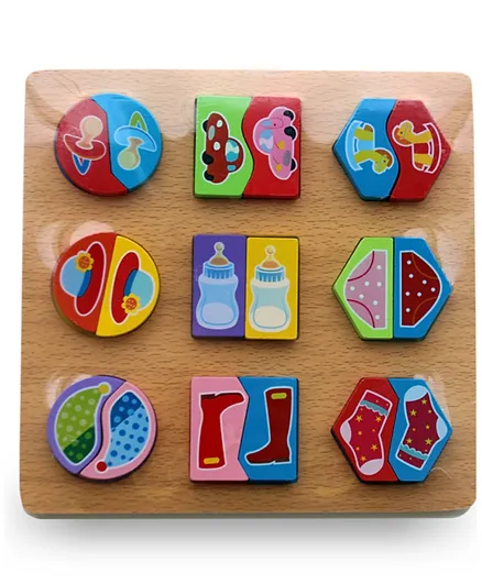 UKR Wooden Paired Shape Puzzle Baby - 9 Pieces