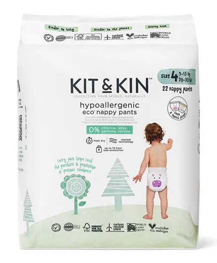 Kit & Kin Hypoallergenic Eco Nappies Size 4 - 22 Pieces