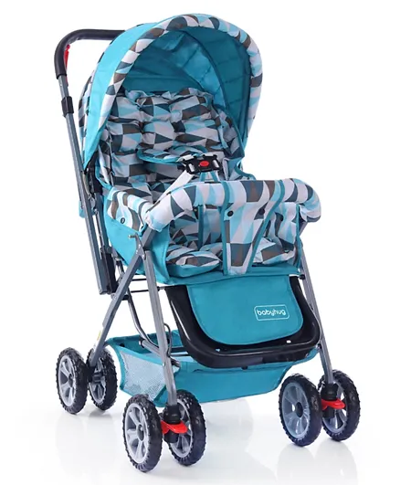 Babyhug Cocoon Stroller With Mosquito Net and Reversible Handle - Sea Green