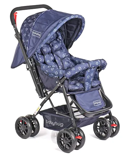 Babyhug Cocoon Stroller With Mosquito Net and Reversible Handle - Blue
