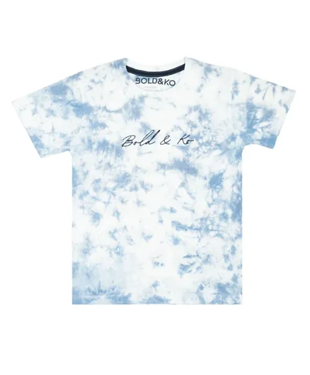 BOLD&KO Tie & Dye Logo Graphic T-shirt - Blue