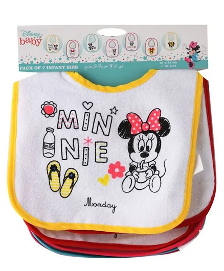 Disney Minnie Mouse Pack of 7 Bibs - Multicolour