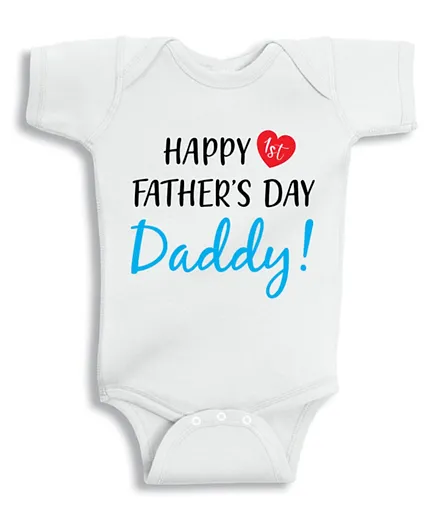 Twinkle Hands Happy First Fathers day daddy Onesie - White