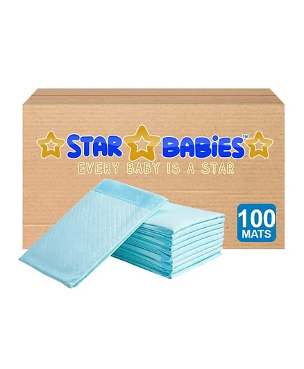 Star Babies 76pcs Regular Disposable Changing Mat with 24pcs Scented Changing Mats Blue -  - Pack of 100