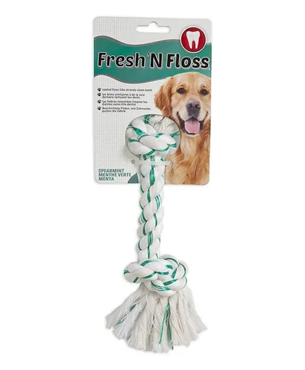 Aspen Fresh N Floss Spearmint 2-Knot Rope Bone Dog Toy