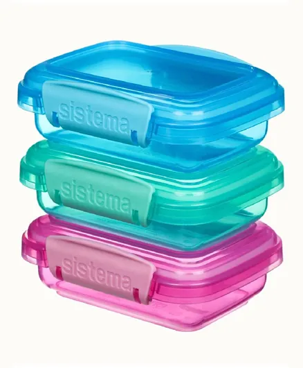 Sistema Rectangular Lunch Box Pack of 3 - 200ml
