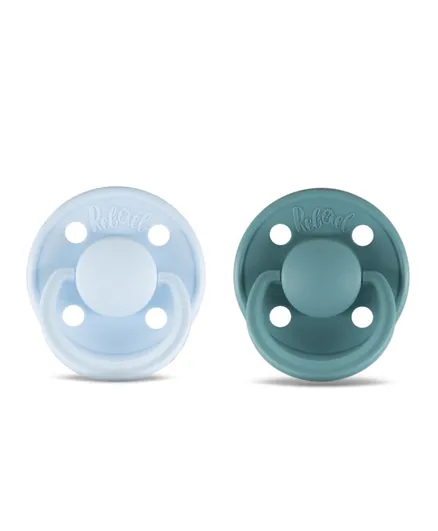 Rebael Mono Natural Rubber Round 2 Pacifiers - Tiny Sky/Powder