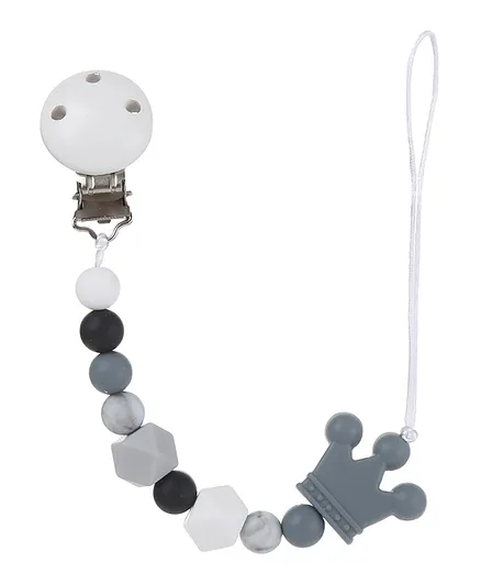 Factory Price Sanya Multicolor Pacifier Clip - White & Grey