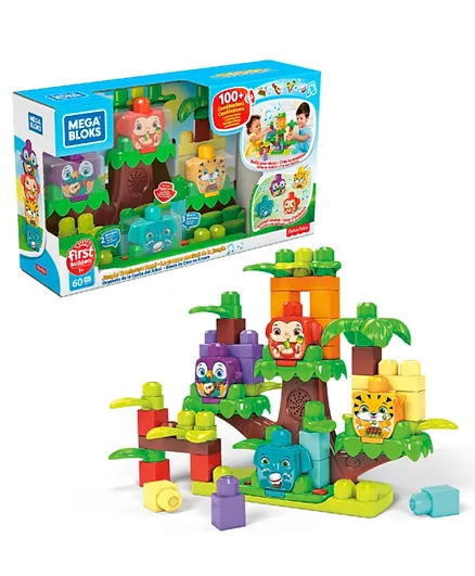 Mega Bloks Jungle Treehouse Band Set for Toddlers - Multicolour 60Pieces, Musical Learning Toy, Ages 12 Months+