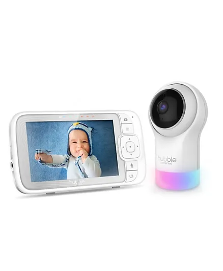 Hubble Connected Nursery Pal Glow+ Smart Baby Monitor Display with Camera -White