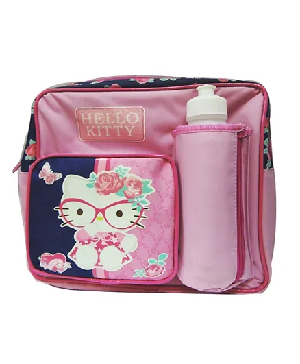 Hello Kitty Kinder B-pack Water Bottle Lunchbox Fork and Spoon Set - Pink