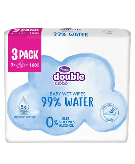 Violeta Baby Wet Wipes Sensitive Care 99% Water Pack of 3 - 56 Pieces each