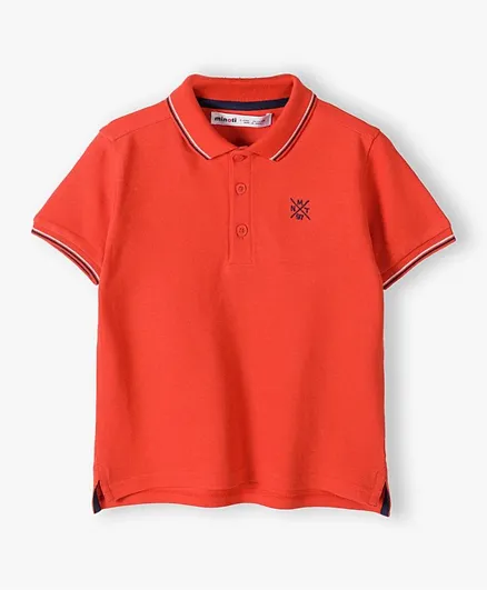 Minoti Embroidered Pique Polo T-Shirt - Red