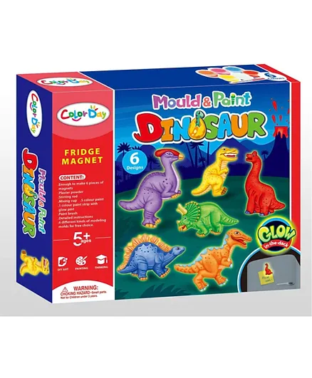 Brain Giggles DIY Dinosaur mould and paint magnet fridge - Multicolour
