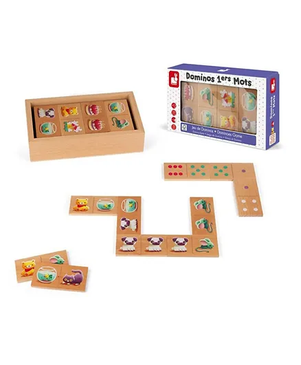Janod Wood Dominos Game 1ers Mots - 2 to 4 Players