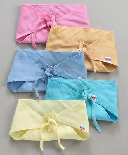 Babyhug Muslin Cotton Reusable Triangle Cloth Nappies Large - Pack Of 5
