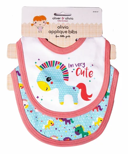 Oliver and Olivia I'm very Cute Applique Bibs Pack of 2 - Pink