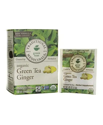 TRADITIONAL MEDS Green Tea With Ginger - 16 Tea Bags