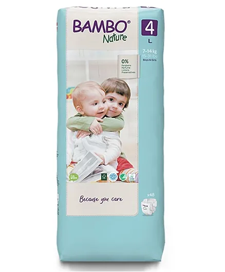 Bambo Nature Eco Friendly Diapers Large Size 4 - 48 Pieces