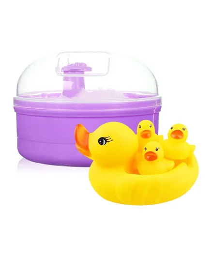 Star Babies Baby Powder Puff with Rubber Duck - Lavender/Yellow