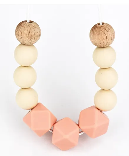 Desert Chomps Boho Chic Silicone & Wooden Teething Necklace - Feminine Peach