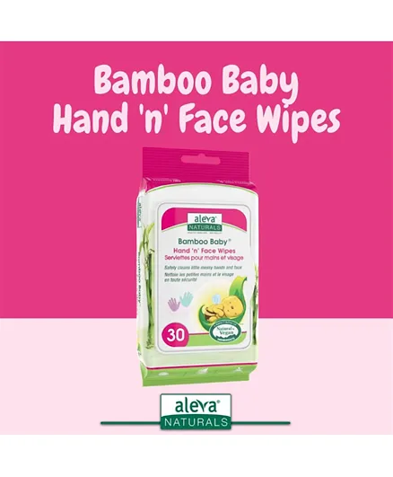 Aleva Naturals Bamboo Baby Hand 'N' Face Wipes - 30 Pieces
