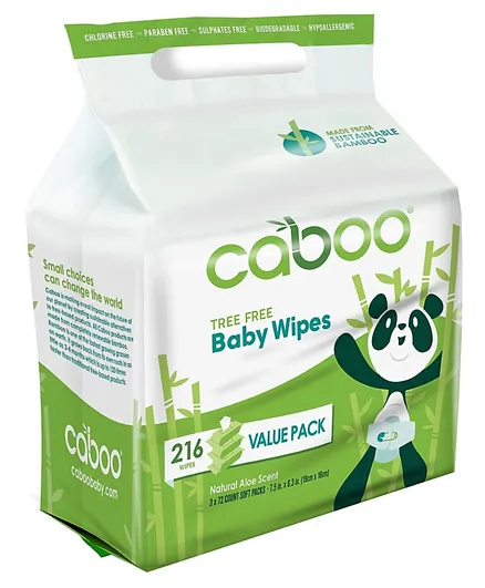 Caboo Bamboo Baby Wipes Bundle Pack - 216 Wipes