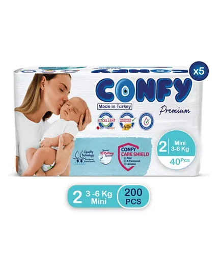 Confy Baby Eco Saver Diapers Pack of 5 Size 2 - 40 Pieces each
