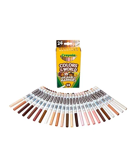 Crayola Colors of the World Fine Line Washable Skin Tone Markers - Pack of 24