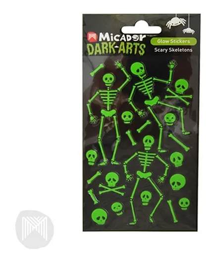 Micador Glow Stickers Scary Skeleton - Green