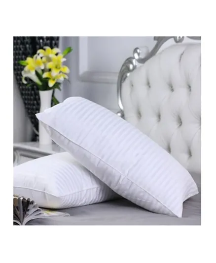 RahaLife Soft Stripe Hotel Microfiber Pillow White - Pack Of 2