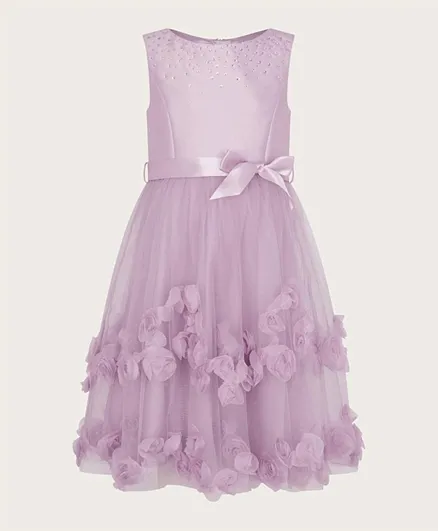 Monsoon Children Amber Diamante 3D Roses Dress - Dusky Pink