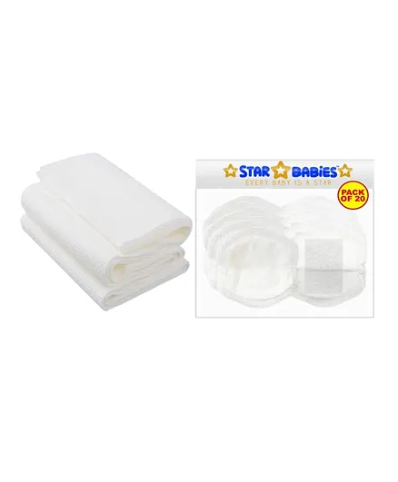 Star Babies Disposable Breast Pad 20 Pieces With Disposable Towel 3 Pieces - White