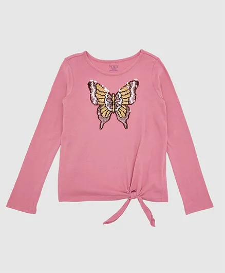The Children's Place Sequin Butterfly Embellished Top - Pink