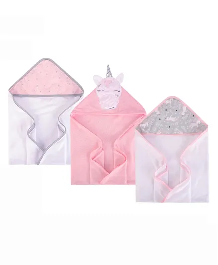 Hudson Childrenswear Cotton Rich Hooded Towel Unicorn Multicolor - 3 Pieces