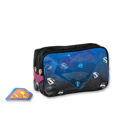 Warner Bros Superman Supercharge Pencil Case with 2 Compartment