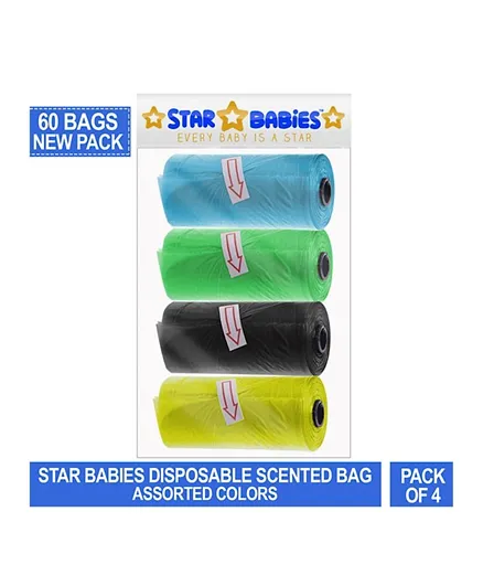 Star Babies Scented Bag Pack of 4 (60 Bags) - Assorted