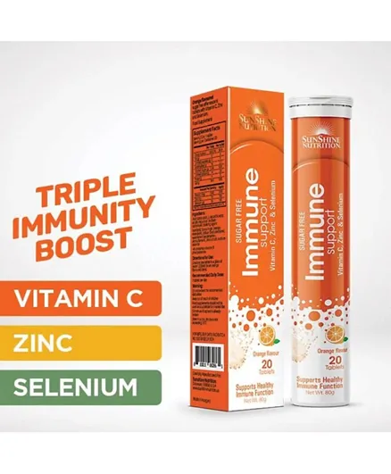 Sunshine Nutrition Immune Support Effervescent Orange - 20 Tablets