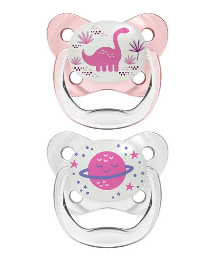 Dr Browns PreVent Glow in the Dark Butterfly Shield Pacifier Pink - Pack of 2