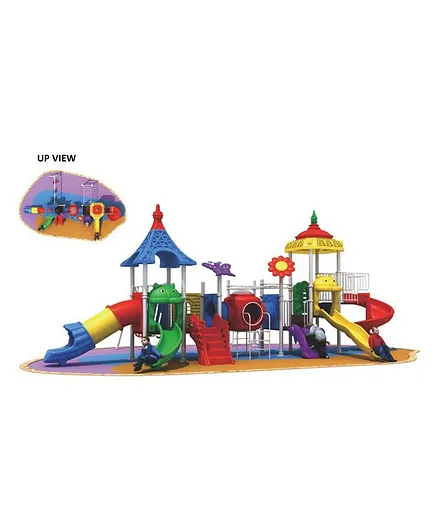 Myts Pinokee Tube & Curved Slide And 3 Swing With Crawling Extension Climber And Monkey Bar Muti Playcentre - Multicolor