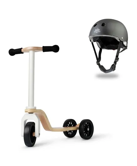 Kinderfeets Toddler Scooter and Helmet - White and Black