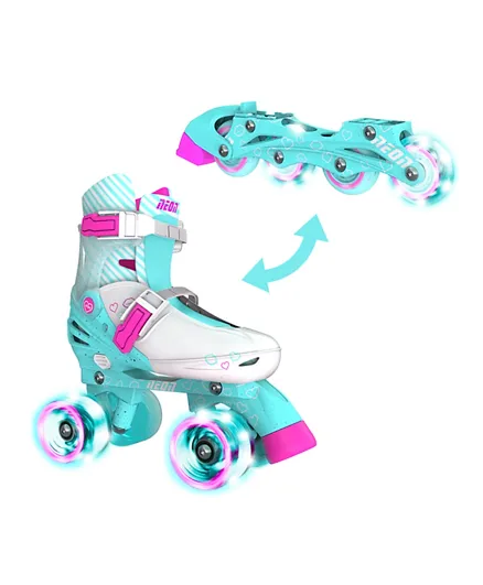 NEON Combo Skates 2 In 1 Quad And Inline Skates For Kids - Blue