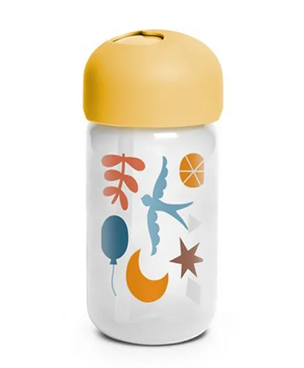 زجاجة سوافينيكس بقشة للأطفال برسوم الغابة - أصفر 340 مل