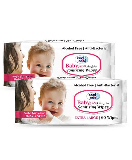 Cool & Cool Baby Sanitizing Wipes Pack of 2 - 60 Wipes each