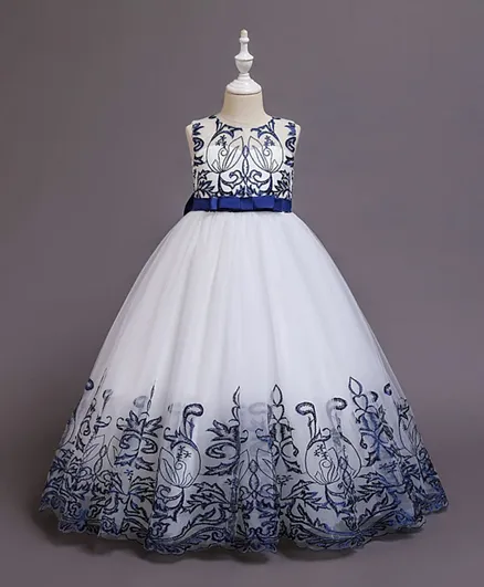 DDaniela Lace Detail Ball Gown Dress - White