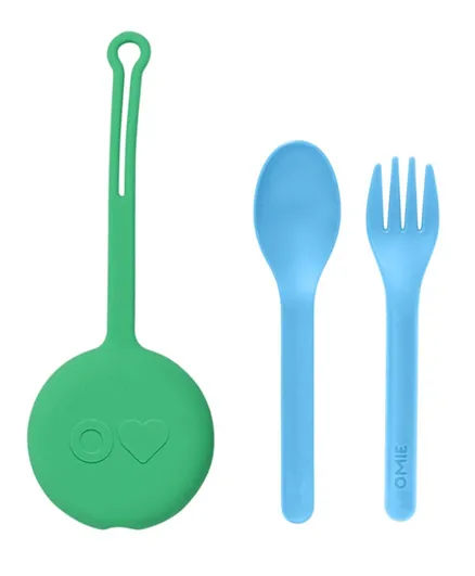 OmieBox OmiePod Kids Cutlery With Holder Set - Mint Green