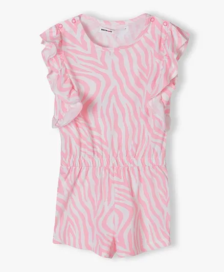Minoti Printed Frilled Sleeves Jumpsuit - Pink