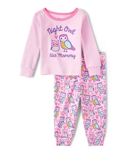 The Children's Place Owl Snug Fit Pyjama Set - Pink