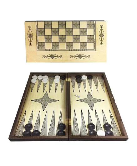 Star Backgammon and Checkers Board Game - 2 Players