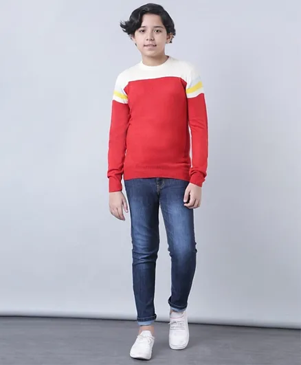 Neon Long Sleeves Casual Wear Sweater - Red